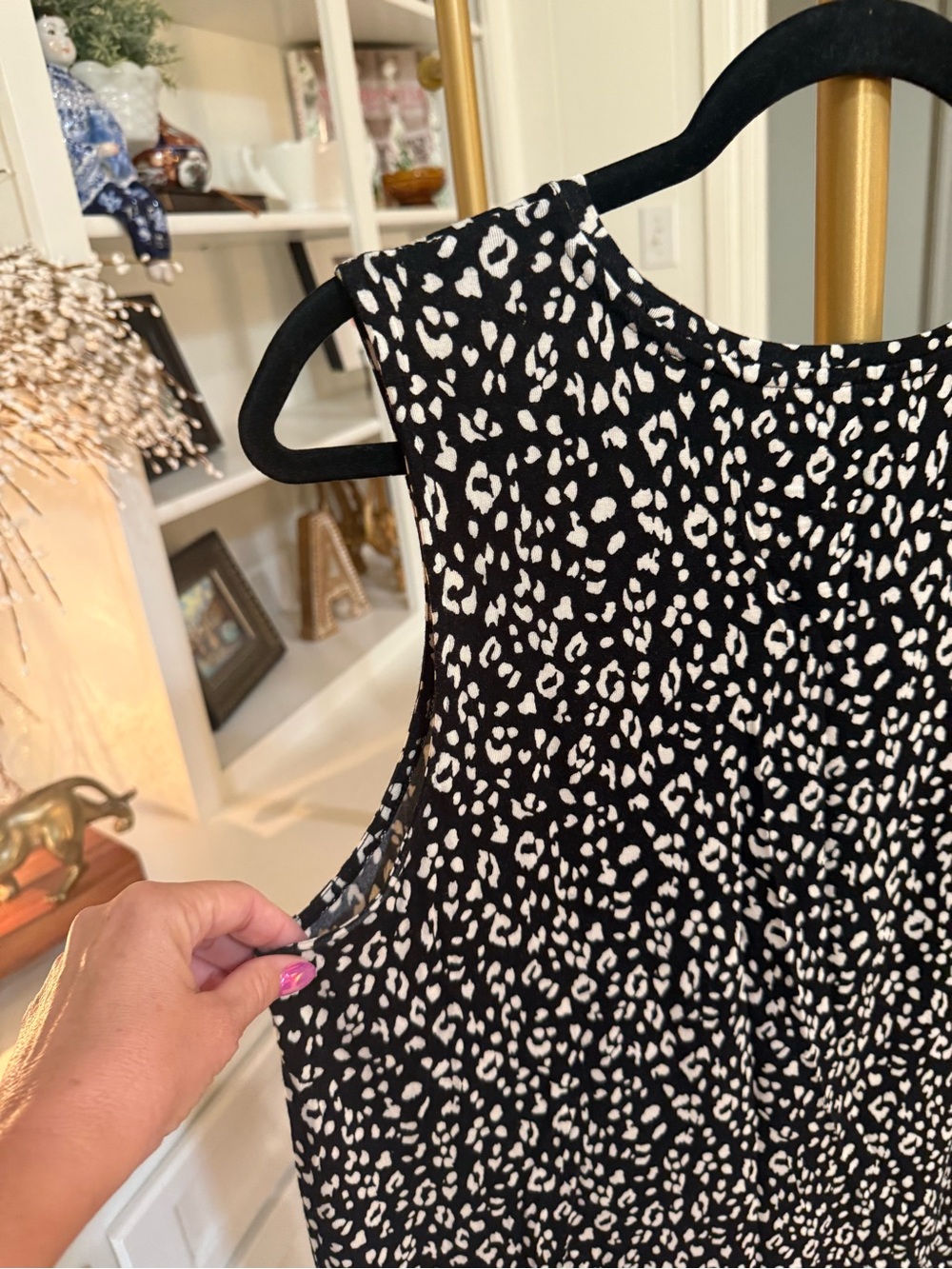 Nine West Black & White Animal Print Tank Top XL - Picture 4 of 6